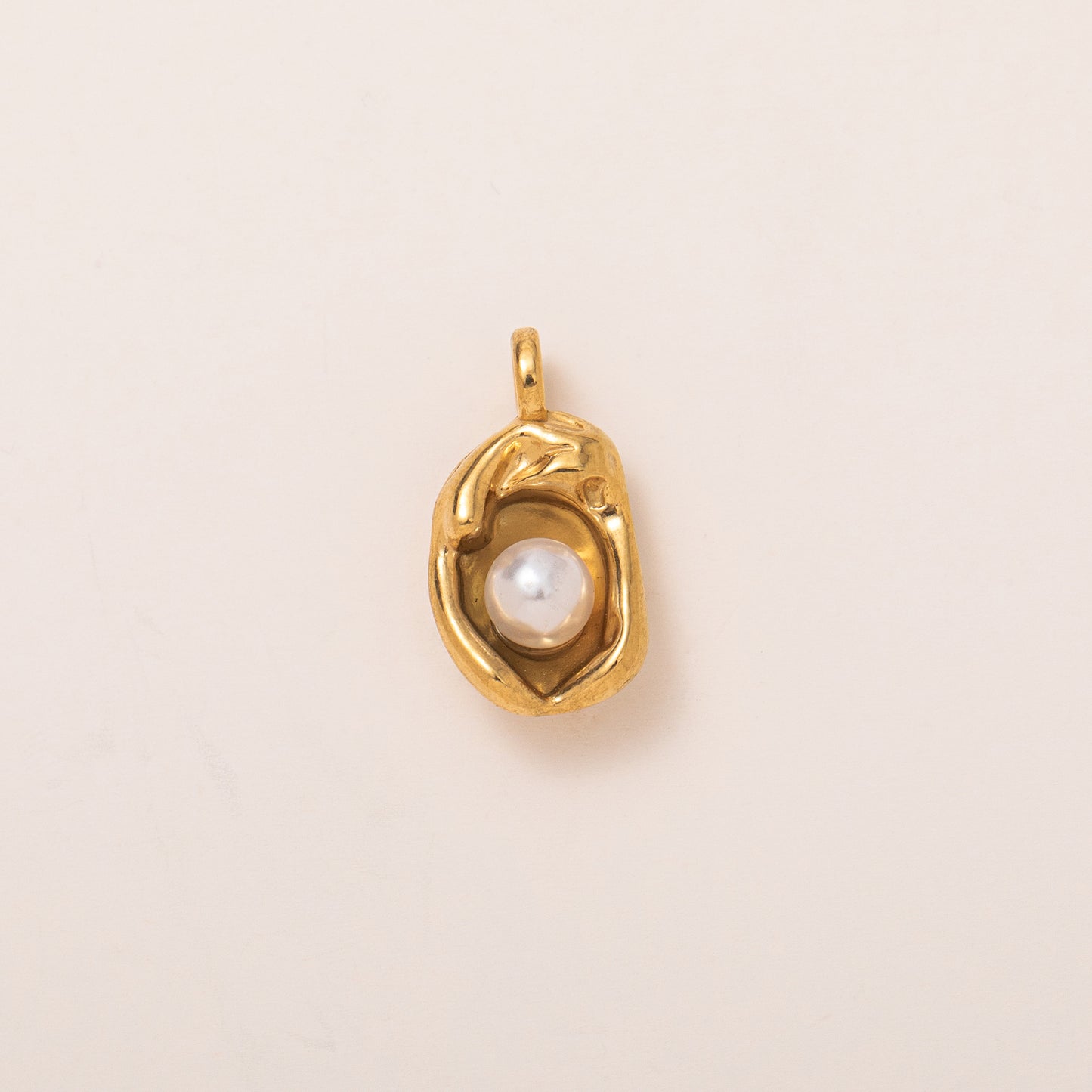 Ciondolo a cuore geometrico in acciaio inossidabile placcato oro 18 carati PVD vintage