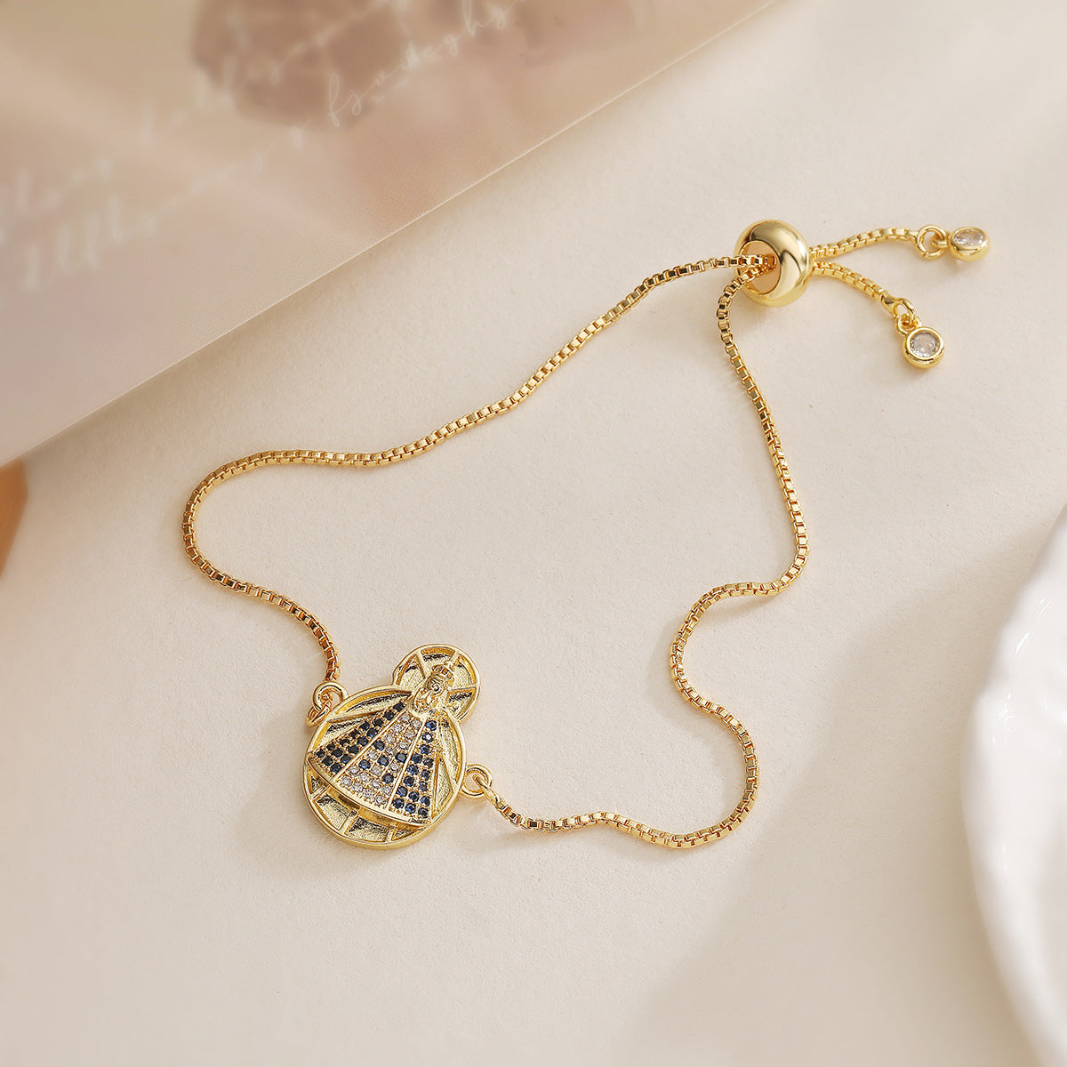 Geometric Copper Bracelet with 18K Gold Plating and Zircon for Women, Fashionable Minimalist Hand Jewelry