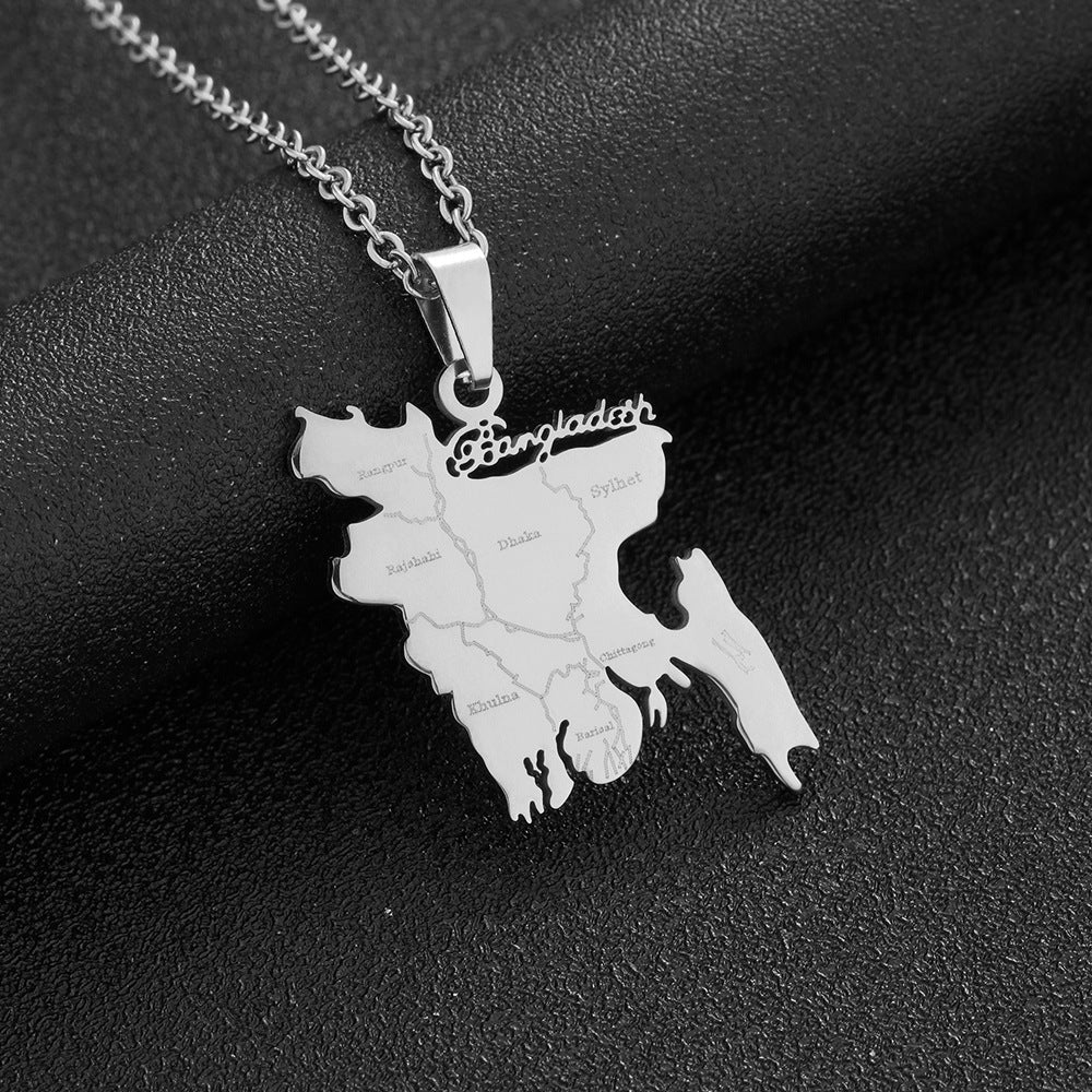 Collana con ciondolo geometrico vintage in acciaio inossidabile con finitura smaltata, gioielli di moda unisex