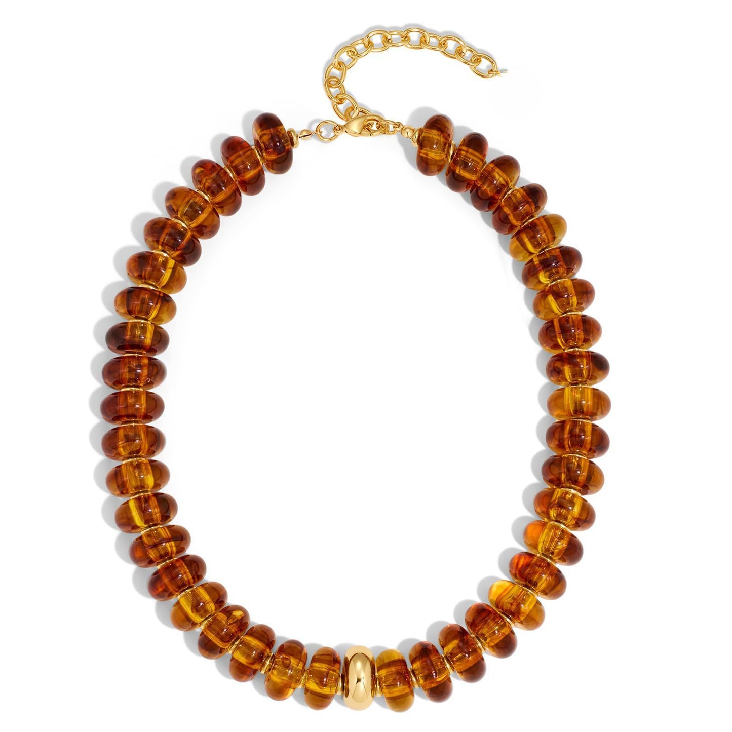 Minimalist Geometric Round Oval Acrylic Beaded Charm Bar Gold Tone Adjustable Cable Chain for Women Unisex