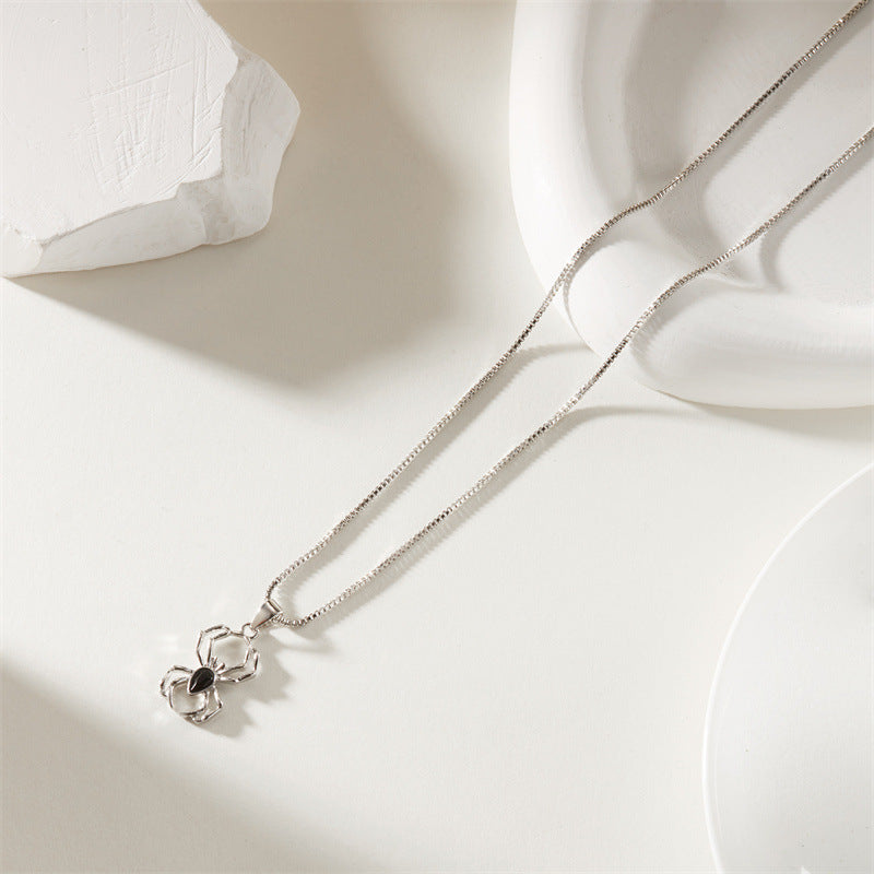 Halloween Spider Web Pendant Necklace in Alloy with Plated Finish for Women and Men, Minimalist Friendship Bracelet on Braided Cord