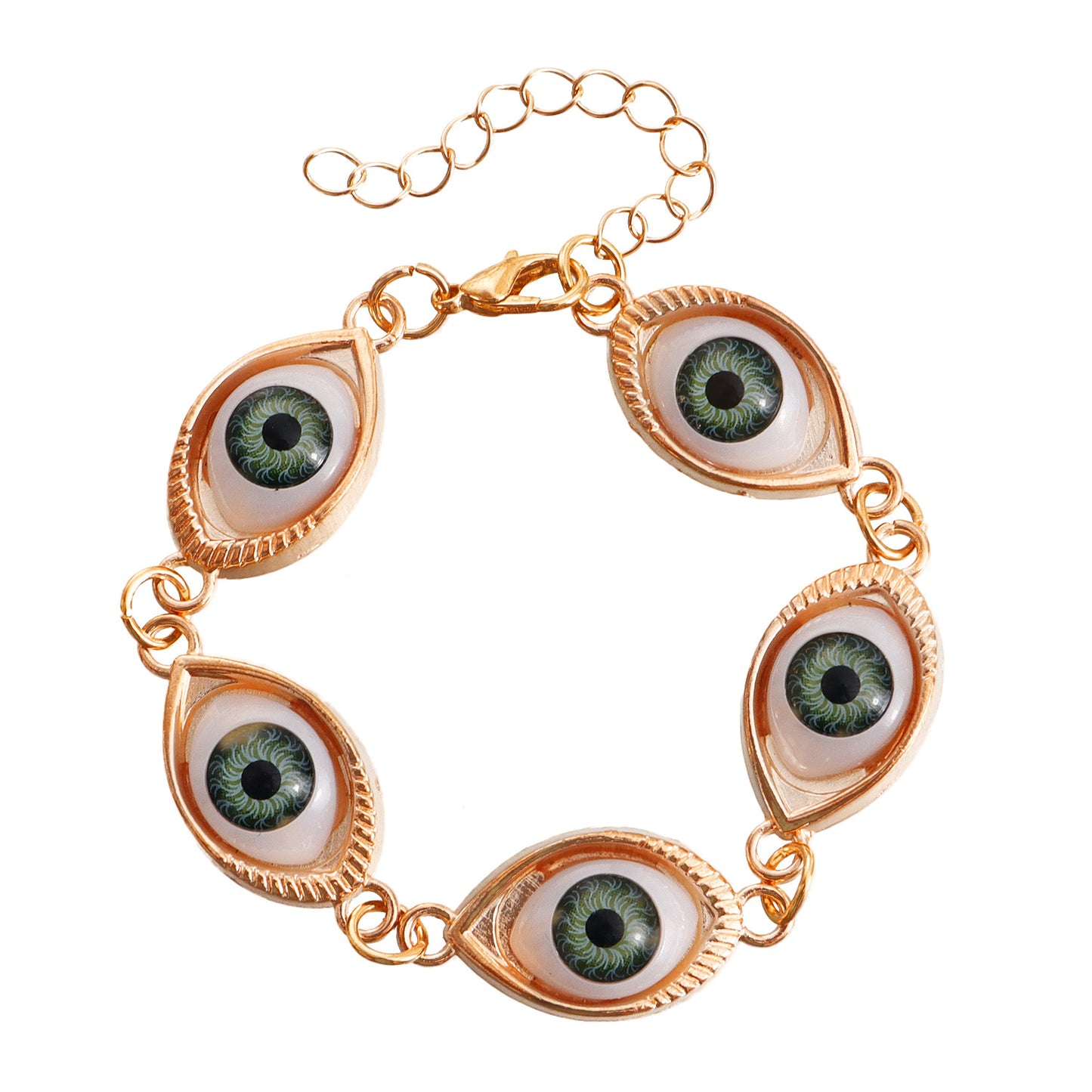 Punk Style Single-Layer Green Eye Waist Chain for Women Made of Metal Casual Vacation Body Jewelry