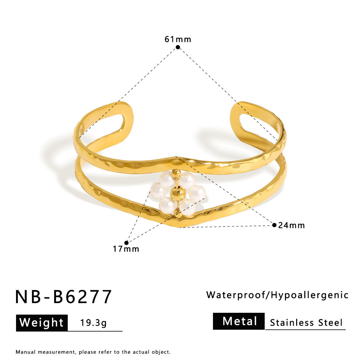 Minimalist Geometric Stainless Steel Wide Cuff Bracelet with 18K Vacuum Plating for Women