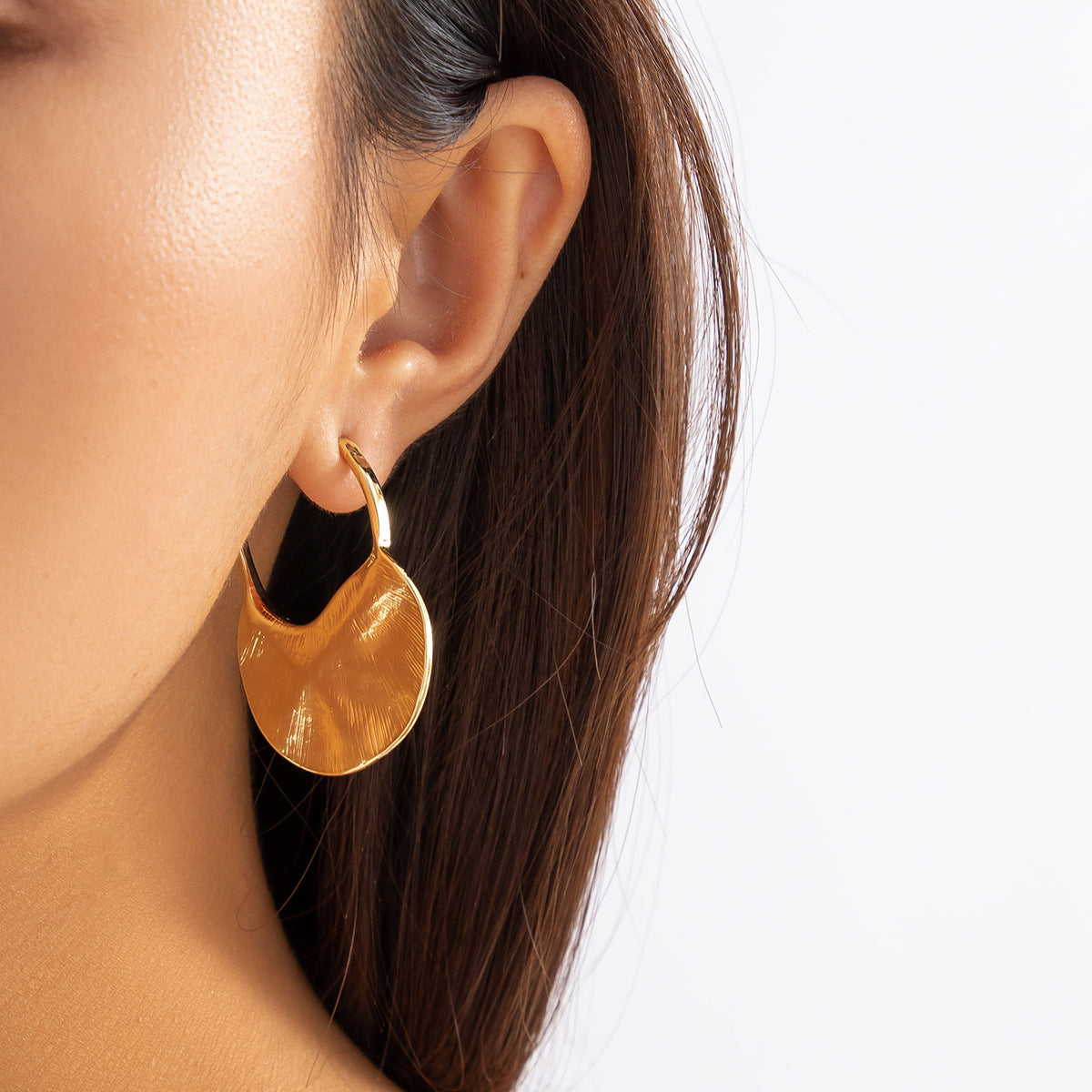 Geometric Textured Liquid Wave Earrings in Alloy with Electroplated Finish for Women