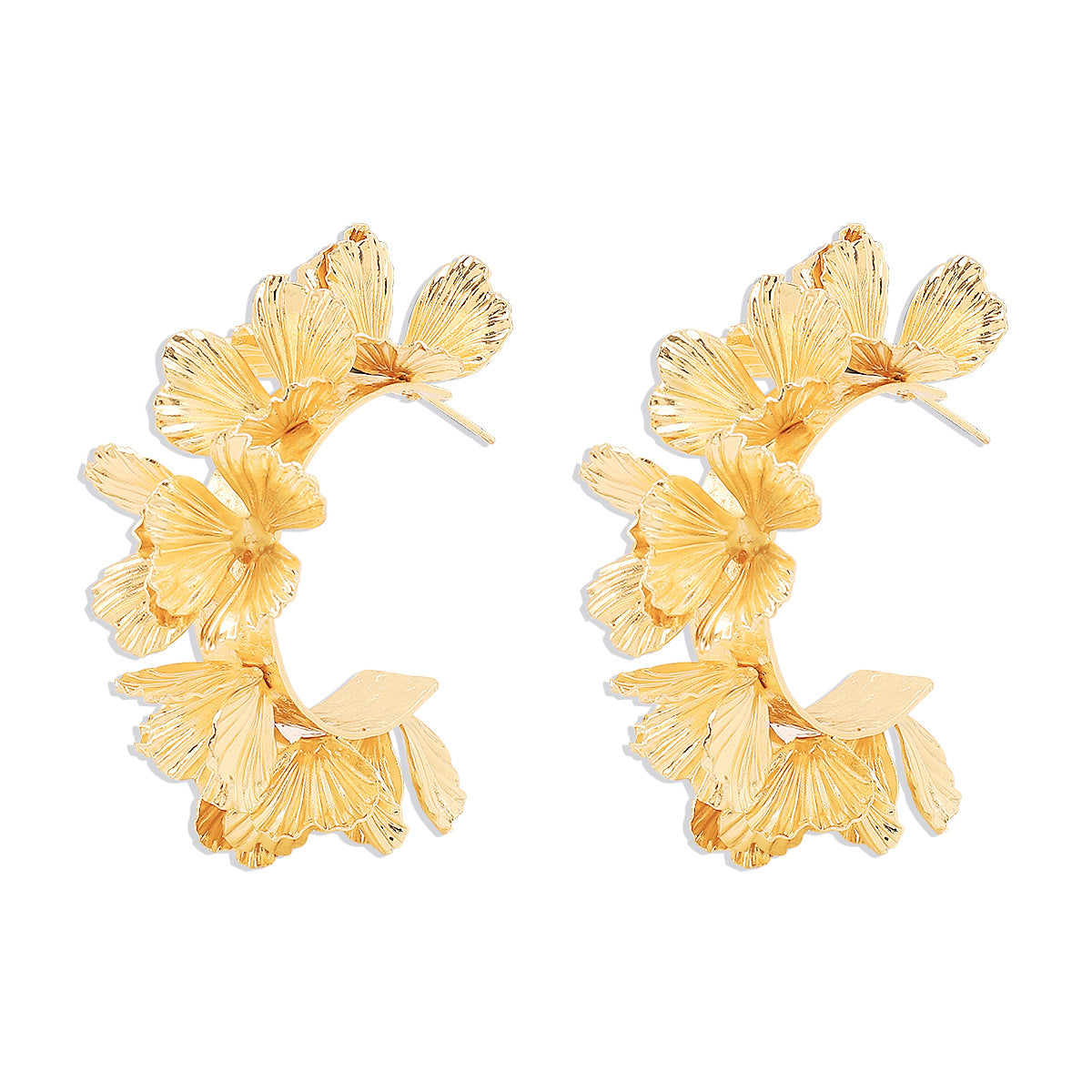 Pendientes de hierro con forma floral, estilo dulce y atrevido, con galvanoplastia para mujer