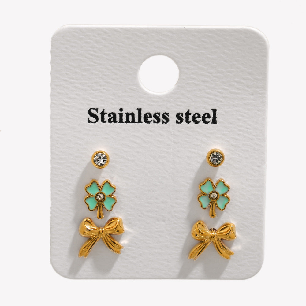 Pendientes Minimalistas Geométricos de Acero Inoxidable con Baño de Oro de 18K, Dijes de Estrella y Paraguas, y Diseño de Aro