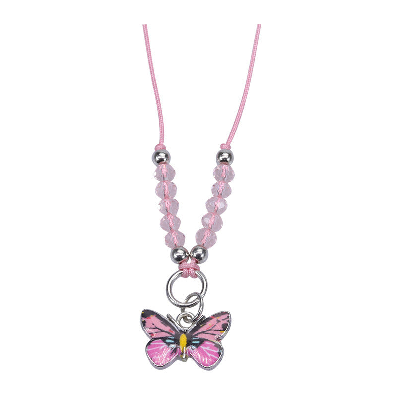 Sweet Colorful Crystal Butterfly Beaded Bracelet Silver Plated Unisex Hand Jewelry