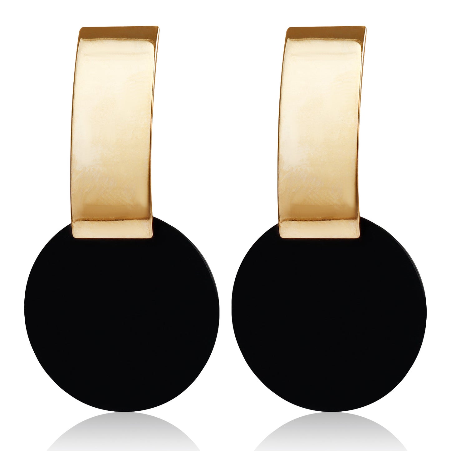 Geometric Minimalist Metal Stud Earrings with Enamel Finish for Women