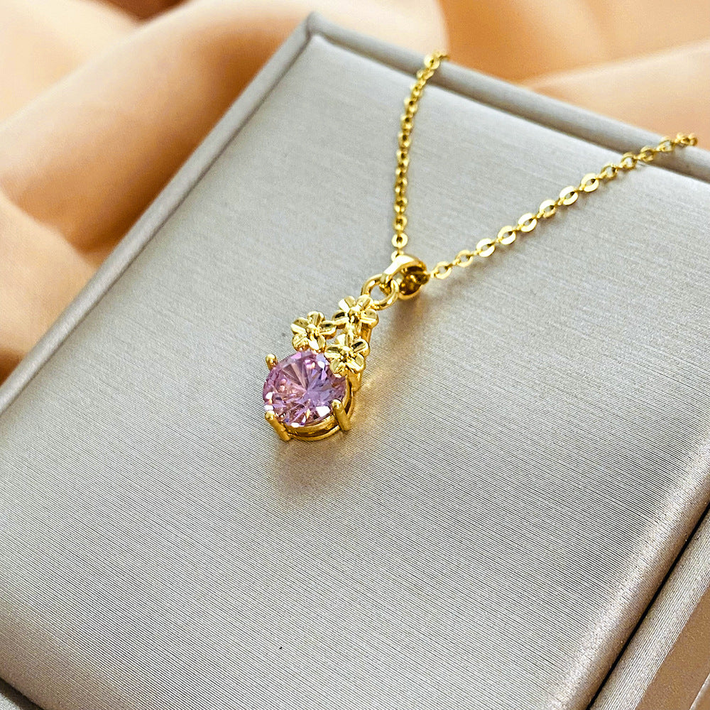 Original Design Irregular Animal Shape Rhinestone-Set Titanium Steel Clavicle Necklace for Women