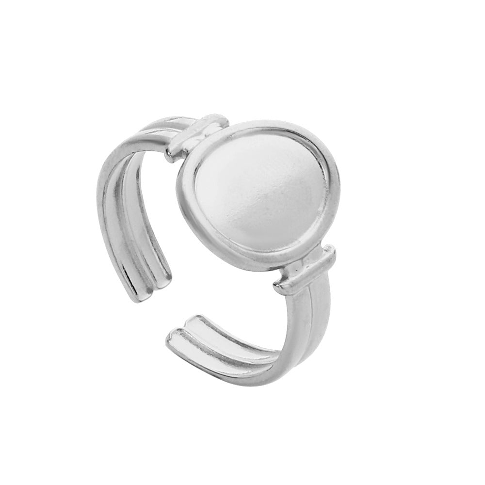 Minimalist Geometric Round Titanium Steel Plated Open Ring for Unisex