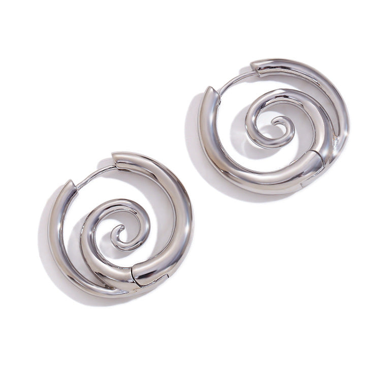 Minimalist Spiral Snail Earrings for Women Stainless Steel with 18K Gold Plating Geometric Design Fashion Office Wear