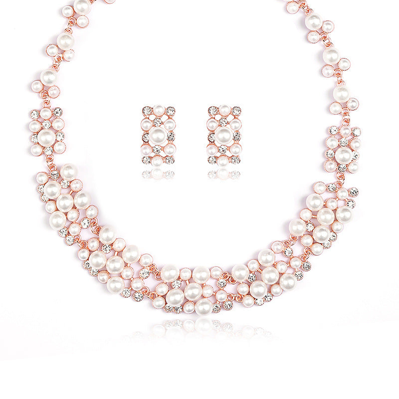 Vintage Palace Style Round Polka Dot Alloy Necklace and Earrings Set with Electroplated Finish for Women