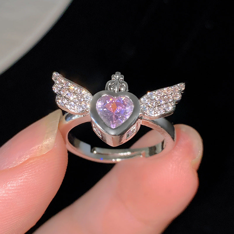 Sweet Cubic Zirconia Inlay Brass Bow Ring for Women