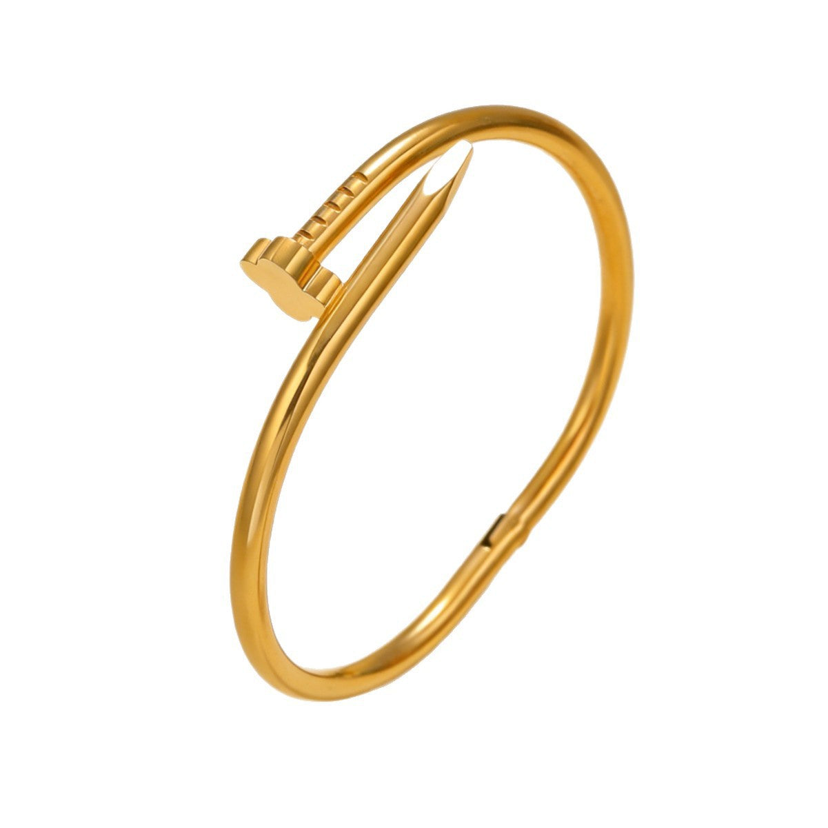 Elegant 18K Gold Plated Stainless Steel Cubic Zirconia Geometric Clover Nail Bracelet
