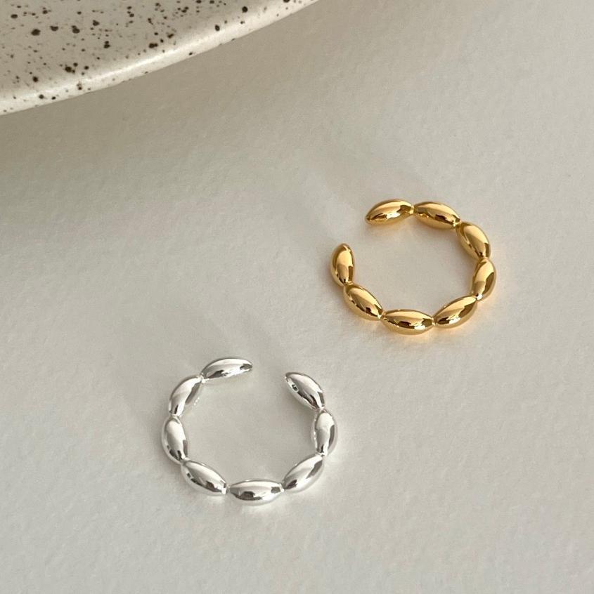 Minimalist Olive-Shaped 925 Sterling Silver Ring for Women Geometric Design