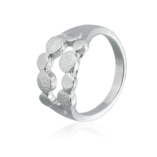 Anello minimalista geometrico rotondo con texture a scaglie in metallo placcato da donna