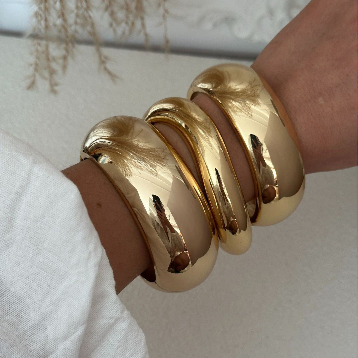 Punk Minimalist Round Geometric Plated Alloy Cuff Bracelet