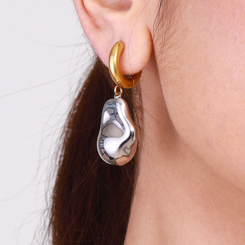 Luxury Elegant Geometric Round Plated Stainless Steel Earrings for Women