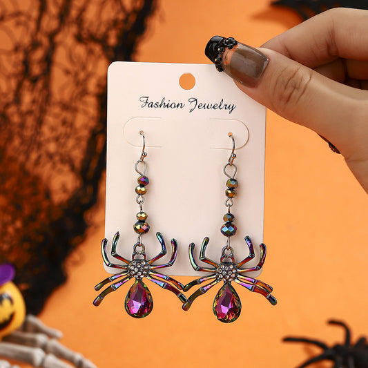 Fashion-Forward Spider-Shaped Alloy Earrings for Women with Plated Finish and Stainless Steel Posts