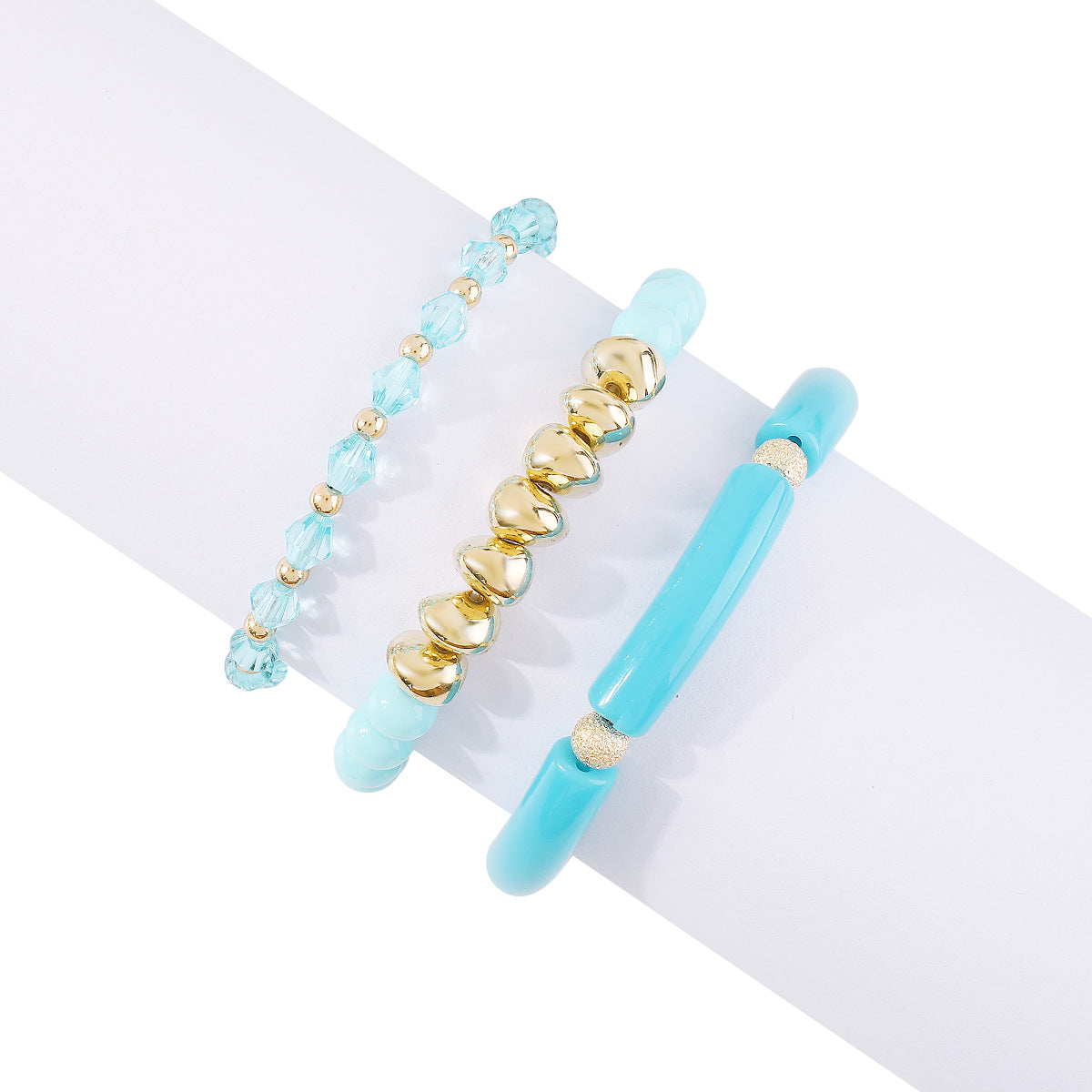 Juego de pulseras trenzadas estilo bohemio minimalista y dulce-dopamina con aleación y cuentas de diseño geométrico