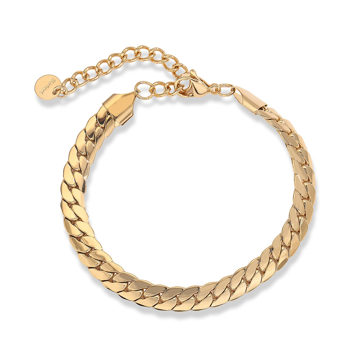 Bracciale da donna in acciaio inossidabile placcato oro 18 carati con micro-pavé geometrico e minimalista alla moda