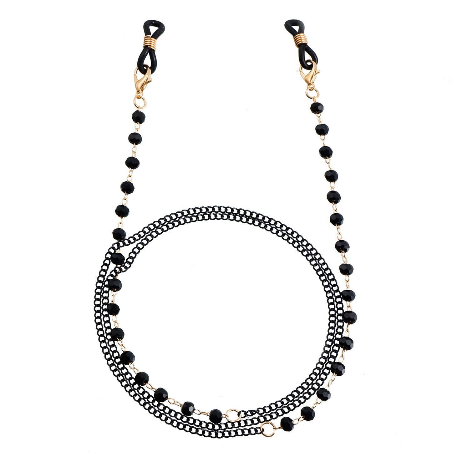 Minimalist Elegant Geometric Metal Chain with Black Crystal Inlay for Women