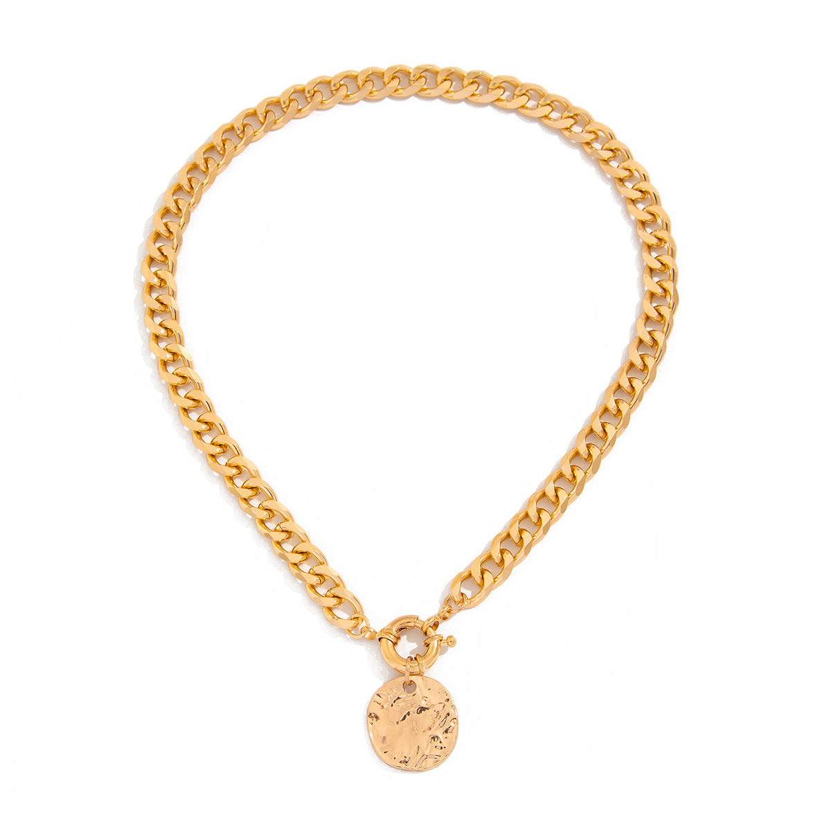 Minimalist Irregular Circular Pendant Necklace for Women Alloy Geometric Design with Plated Finish and Spring Clasp