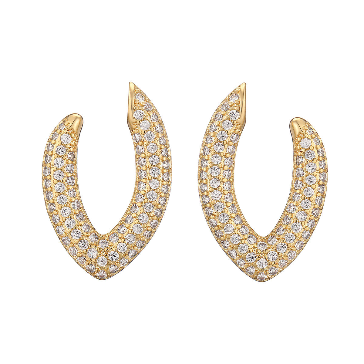 Minimalist Irregular Geometric Zircon Stud Earrings for Women in Copper with Micro-Pavé Setting