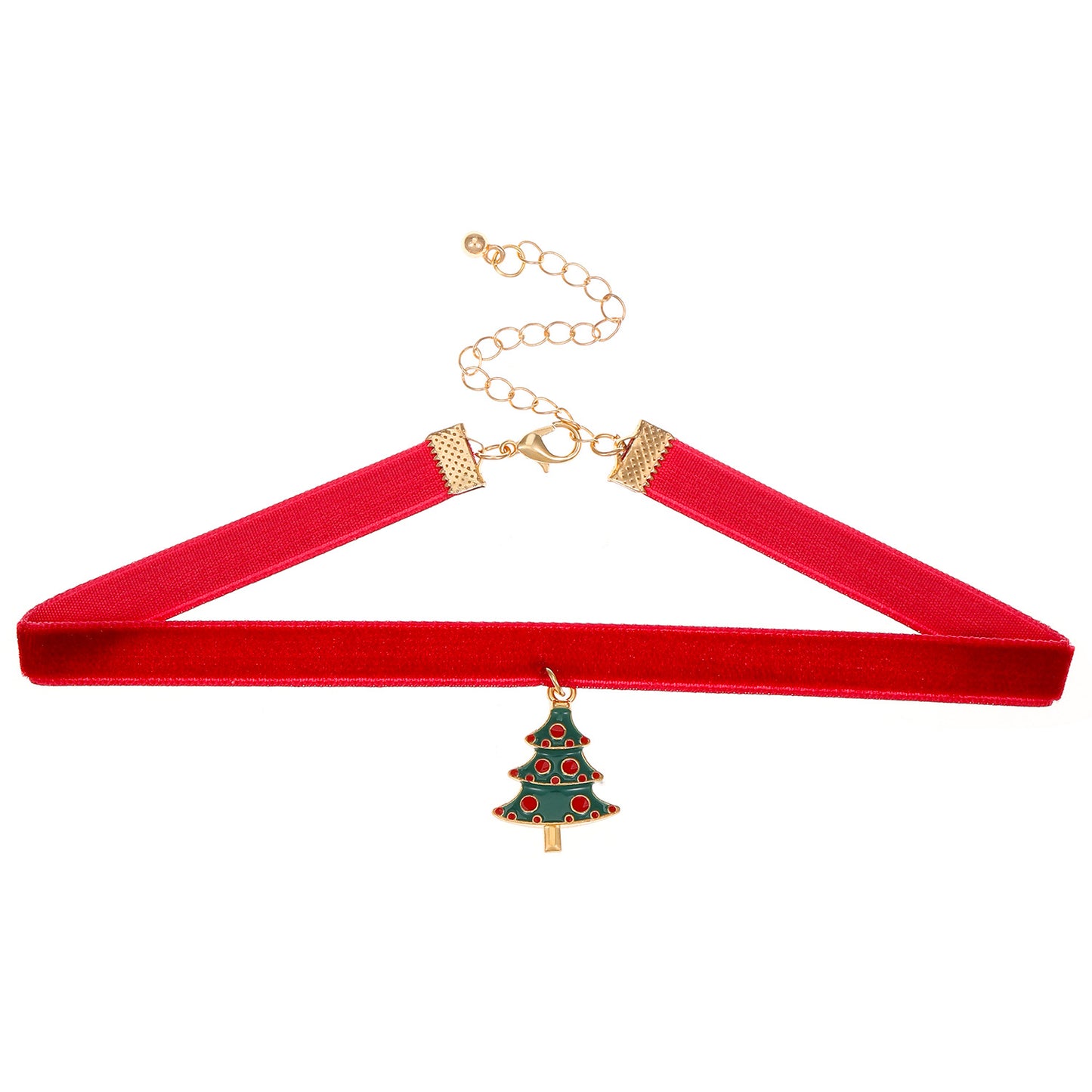 Collana girocollo vintage natalizia da donna con ciondolo a campana in lega, design geometrico, finitura galvanica, nastro in velluto regolabile