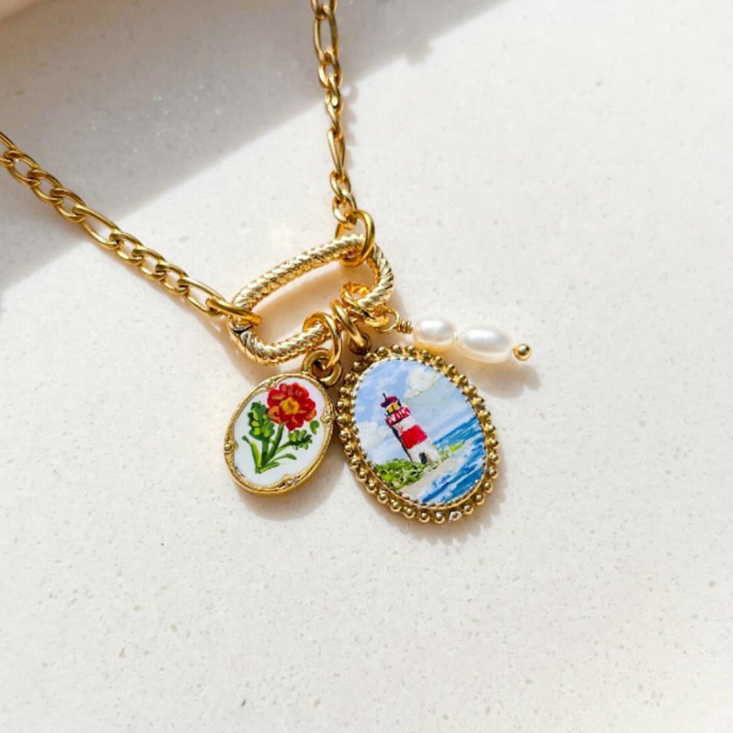 Casual Floral Fruit Pattern PVD Stainless Steel Charm Bar