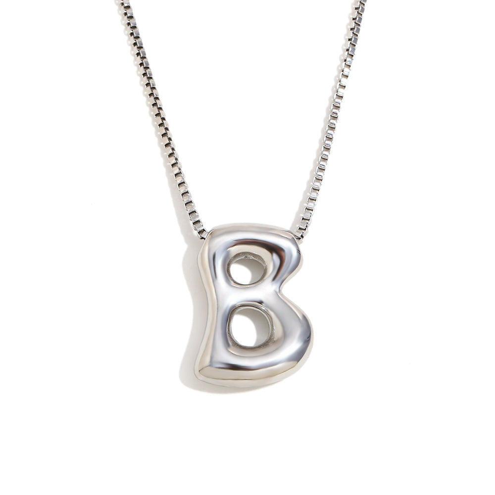 Minimalist Fashion Letter Necklace for Women Stainless Steel Pendant with 18K Gold Plating