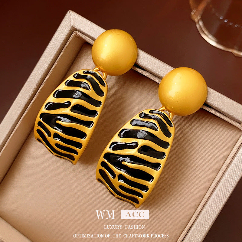 Vintage-Style Geometric Drop Earrings with Rhinestone Inlay in Plated Copper and Stainless Steel Posts for Women