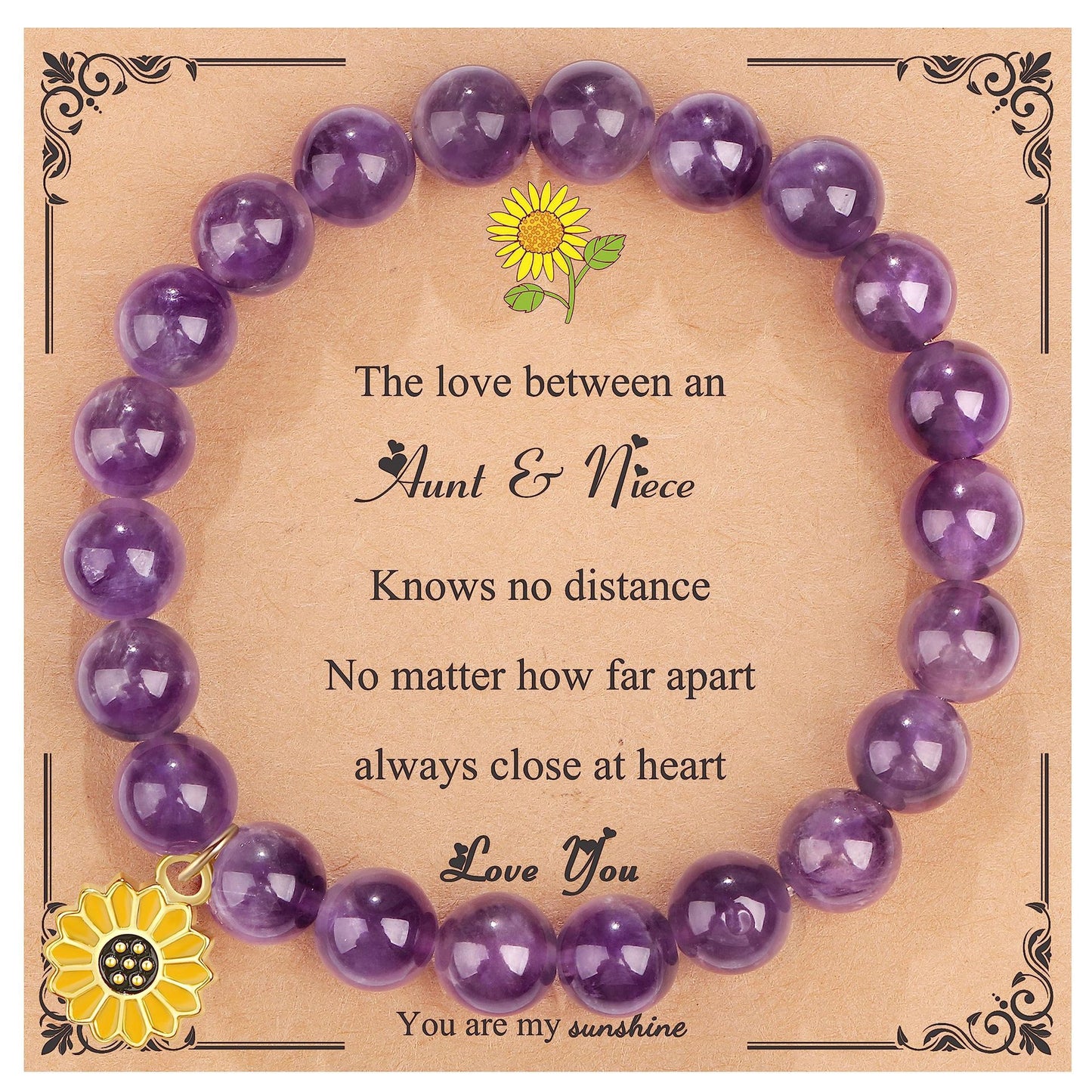 Sweet Floral Sunflower Gemstone Charm Bracelet for Women