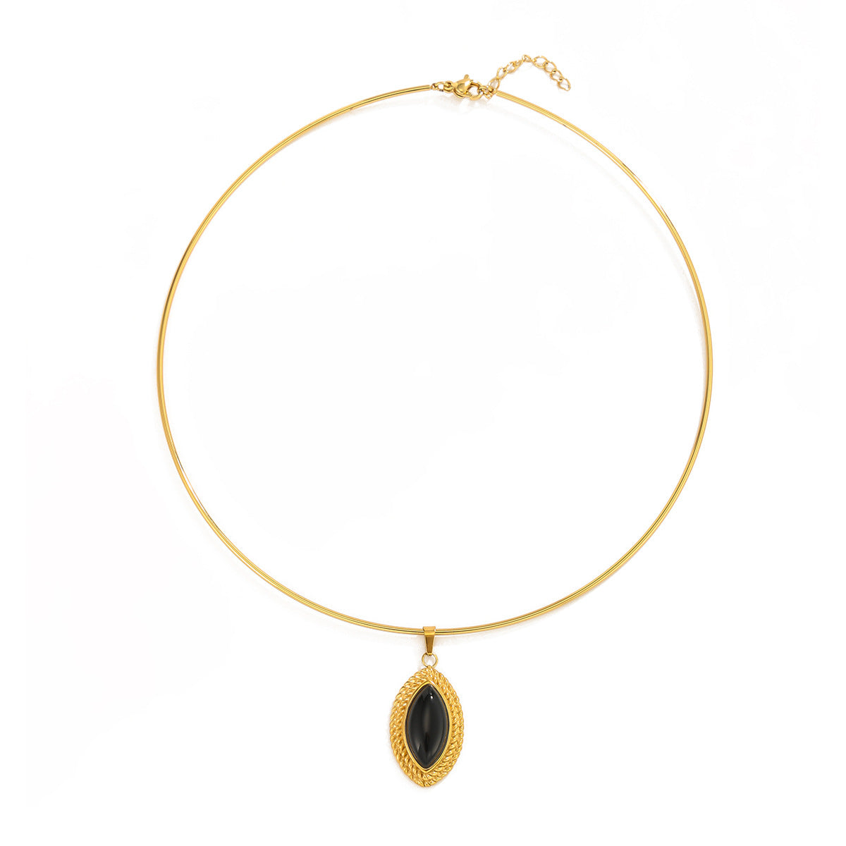 Minimalist Oval Geometric Resin Pendant Stainless Steel Plated Choker Necklace for Women