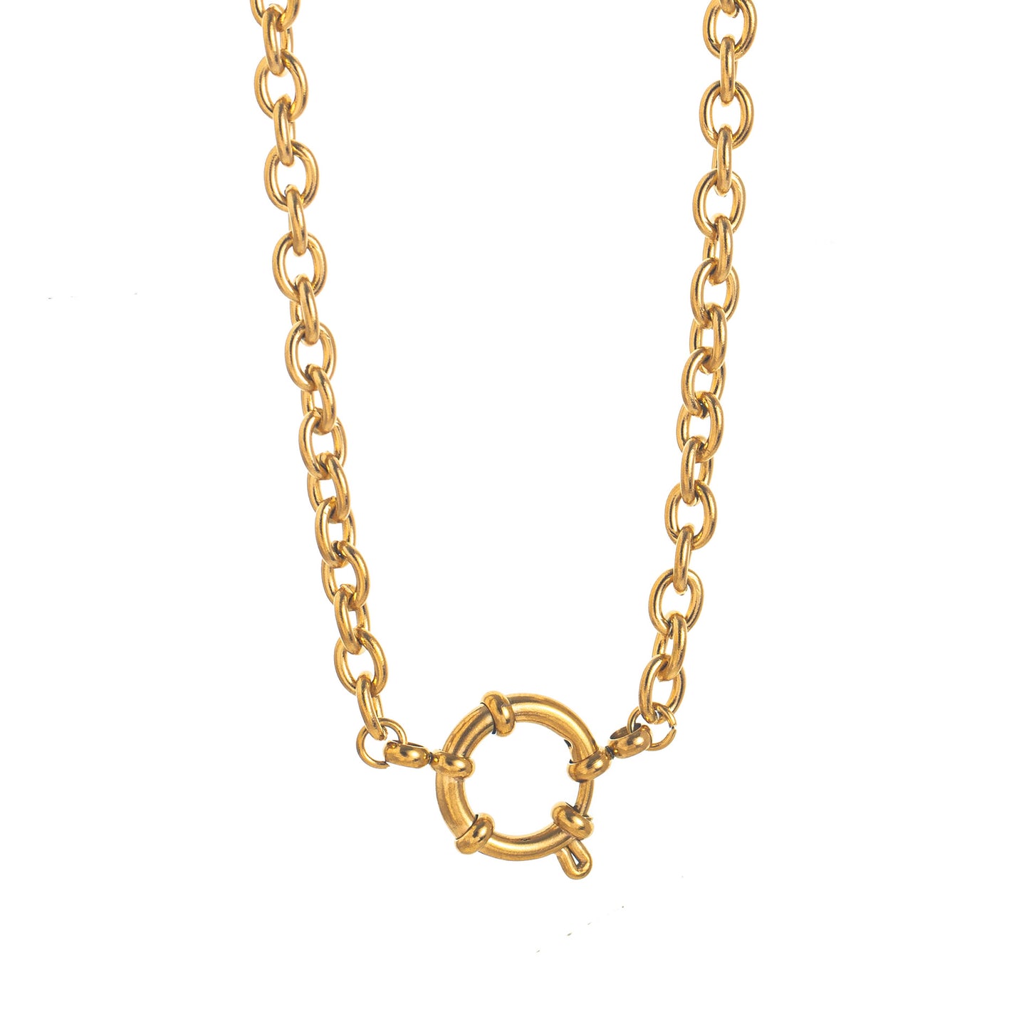 Vintage 18K Gold Plated Stainless Steel Cubic Zirconia Abstract Charm Bar
