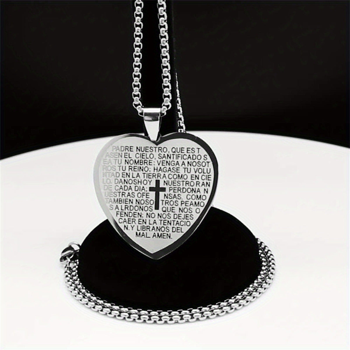 Vintage Style Heart and Cross Pendant Necklace in Stainless Steel with Titanium Steel Pendant and Plated Finish for Unisex Wear
