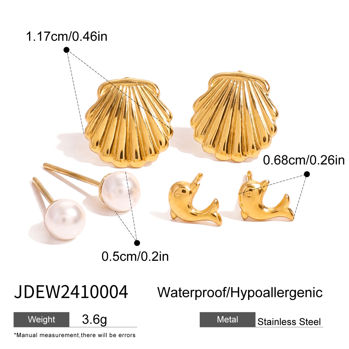 Orecchini a perno geometrici in acciaio inossidabile con dettagli in zircone e perle da donna