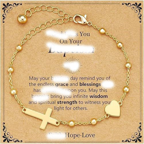Elegant Gold Plated Stainless Steel Cross Heart Geometric Round Ball Chain Bracelet for Women
