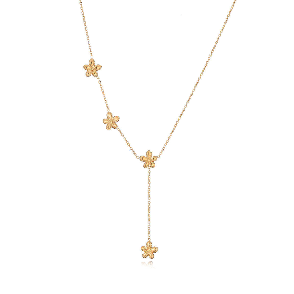 Elegant Gold-Plated Floral Pendant Necklace for Women with Stainless Steel Chain and Geometric Design
