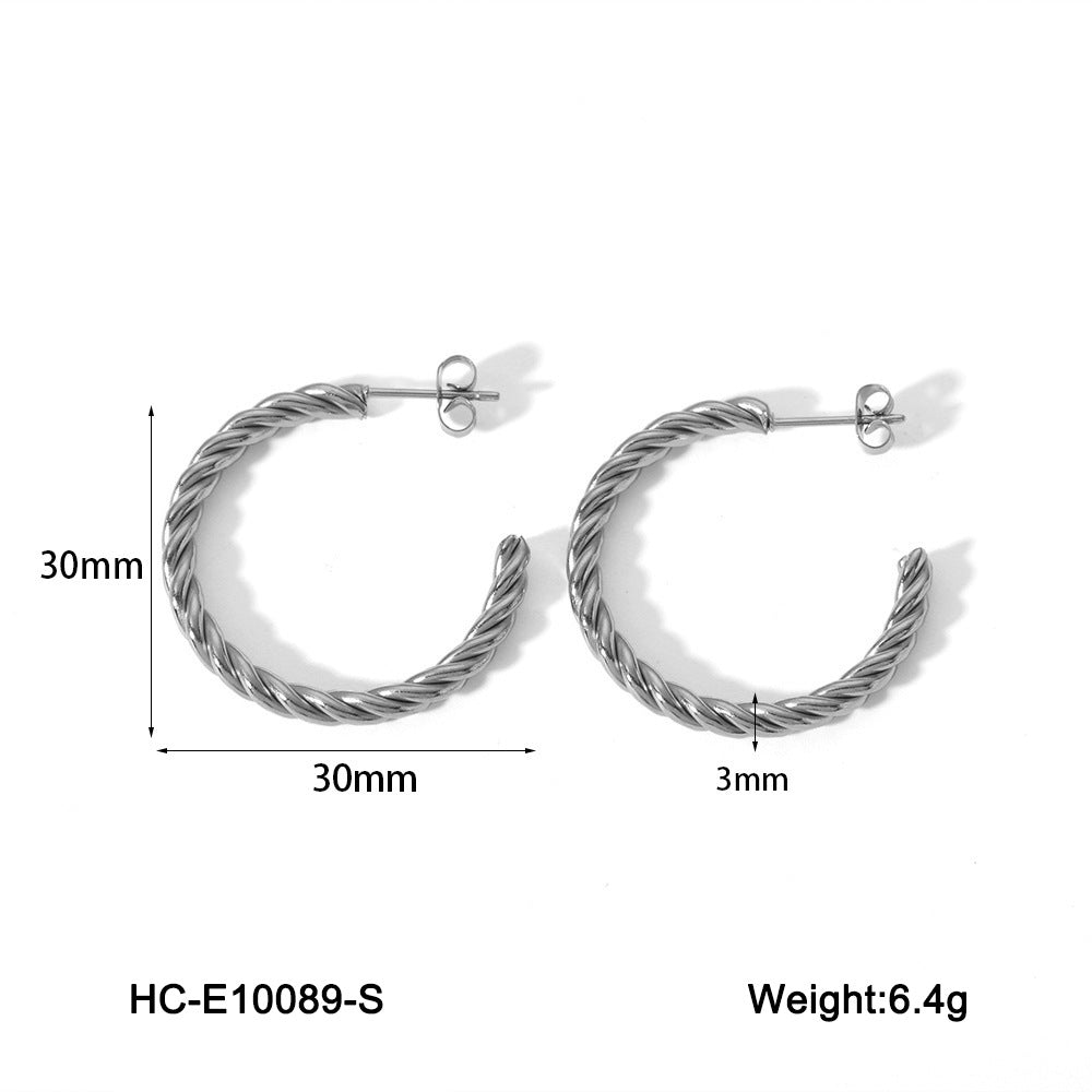 Geometric Twist Stainless Steel Earrings with Vacuum Plating for Hypoallergenic Wear