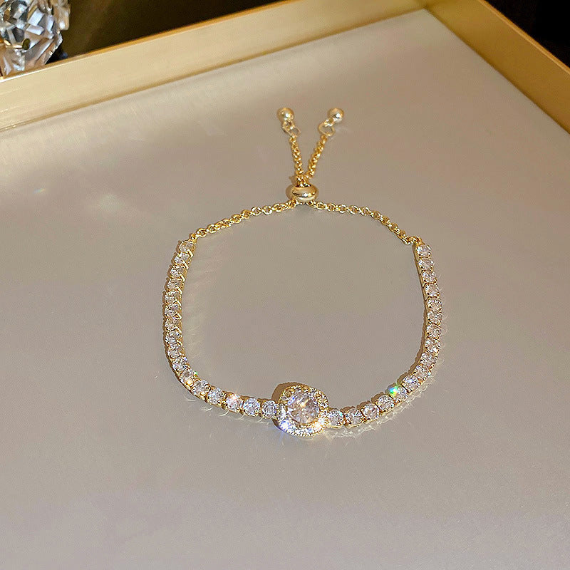 Luxury Elegant Geometric Alloy Plated Bracelet with Cubic Zirconia for Women