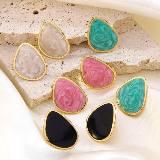 Luxury Geometric Drip Oil Plated Stainless Steel Earrings for Women