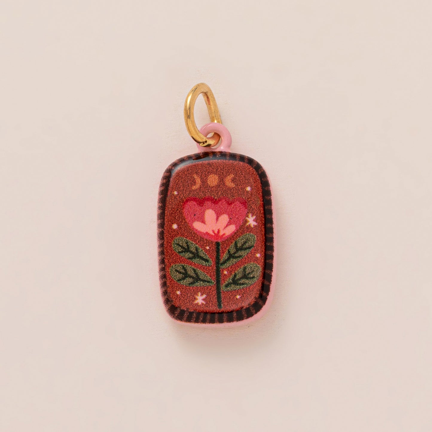 Vintage 18K Gold Plated Drip Oil Brass Pendant Charm Bar for Women