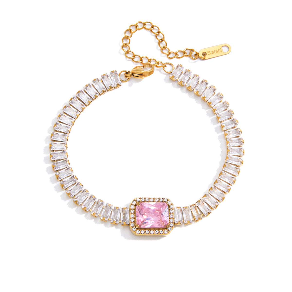 Elegant Minimalist Geometric Stainless Steel Plated Cubic Zirconia Bracelet for Women