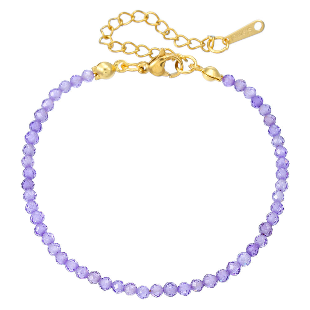 Fashion Geometric Crystal Glass Bead Stainless Steel Bracelet Unisex