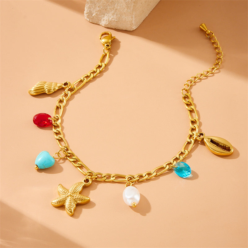 Gold Plated Stainless Steel Animal Pendant Bracelet for Women