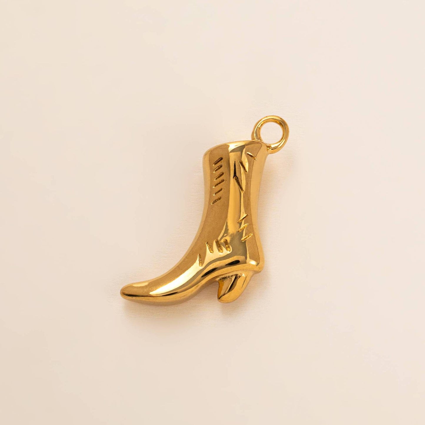 Vintage 18K Gold Plated Stainless Steel Boot Horseshoe Charm Bar PVD