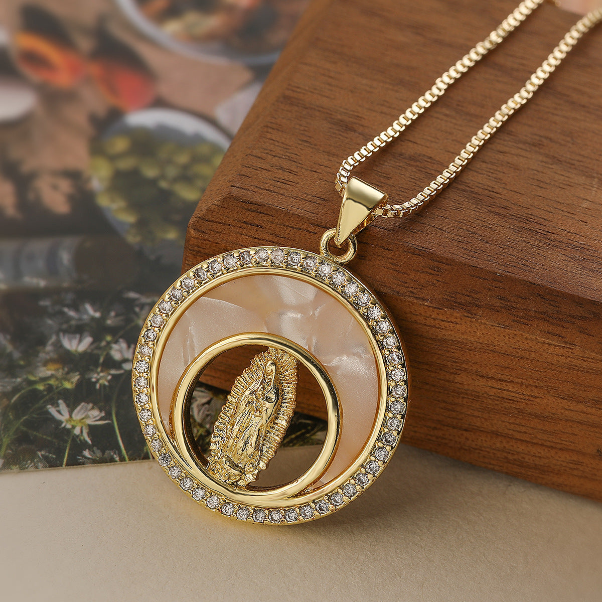 Minimalist Geometric 18K Gold Plated Brass Cubic Zirconia Pendant Necklace for Women