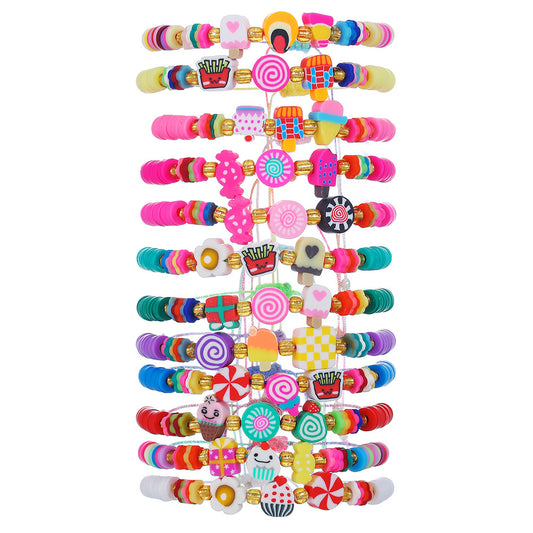 Colorful Geometric Letter Resin Bracelet for Kids Adjustable Friendship Jewelry