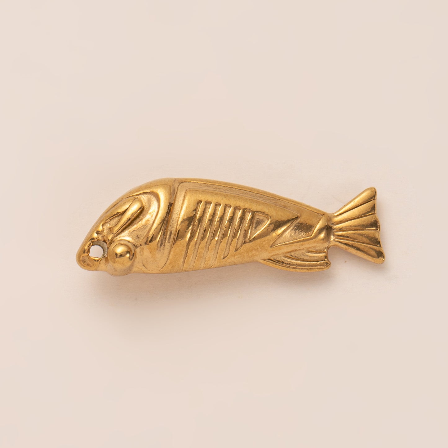 Vintage 18K Gold Plated Stainless Steel Fish Charm Bar Necklace for Unisex